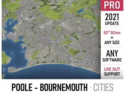 Poole - Bournemouth Low-poly 3D model