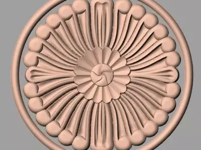 Furniture decoration round flower 3D STL model for CNC E905 3D model