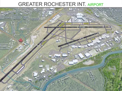 Greater Rochester International Airport 10km Low-poly 3D model