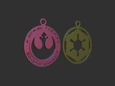 Star wars rebel and empire pendants 3D print model
