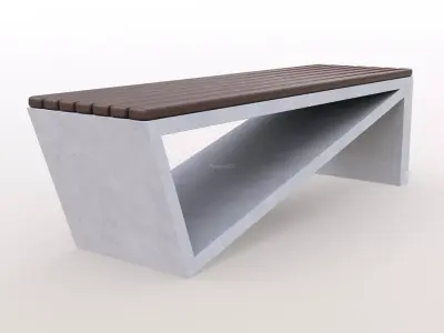 Modern Design Concrete Street Bench 4K PBR Low-poly 3D model