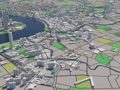 Shanghai China 30x30km 3D City Map 3D model