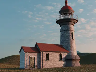 lighthouse in the field Free 3D model