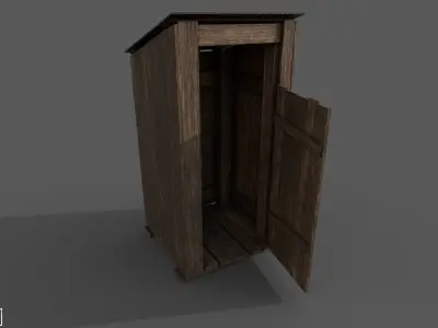 Wooden Outhouse Low-poly 3D model