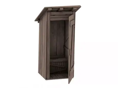 Old Wooden Outdoor Toilet Low-poly 3D model
