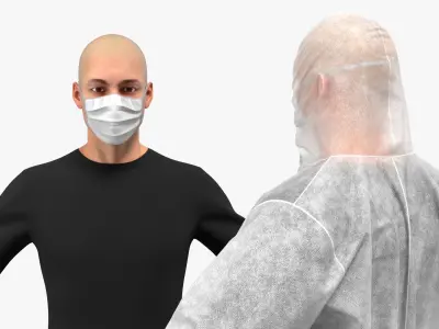  Protective Disposable Jumpsuit with Underwear on Male 