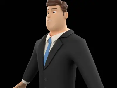 Businessman Cartoon Character Illustration 3D model 3D model 3D model