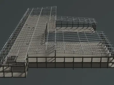 Factory in structure frame 3D model