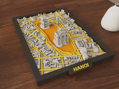 Hoan Kiem Lake Modular 3D Printable Map Hanoi  VietNam 3D print model