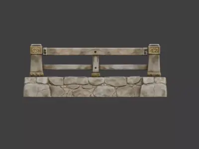 Stone Bridge Railing Low-poly 3D model
