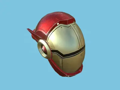 SciFi Helmet 04 - Red Gold Iron - Character Design Fashion Low-poly 3D model