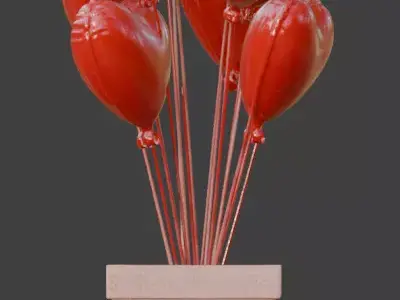 Valentine s Heart Balloon Gift Box Low-poly 3D model