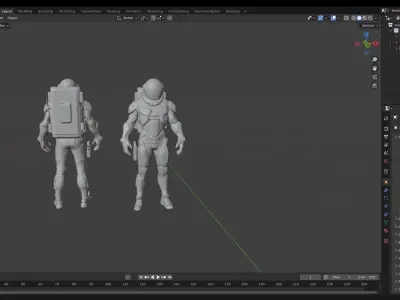  Futuristic Space Explorer game ready  character Low-poly 3D model