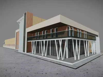 P0018 Industrial Building Winery Low-poly 3D model