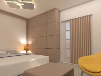 Bedroom modern with walls and accents 3D model