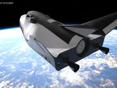  Compact Winged Space Transport White Black with Interior Rigged for Cinema 4D 