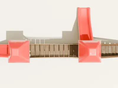 Playground castle with a slide Low-poly 3D model