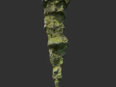Low poly Mossy Cave Rock Module 191220 Low-poly 3D model