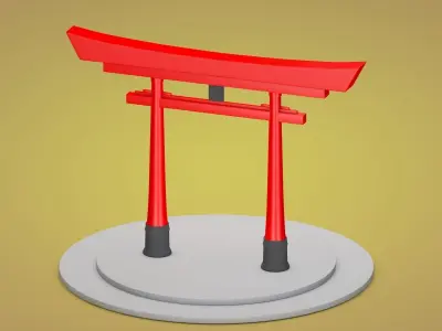 Japanese Torii Gate Low-poly 3D model
