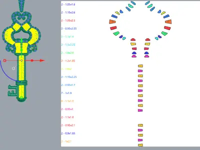 Exquisite Vintage Key Charm Diamond Pendant 3D print model
