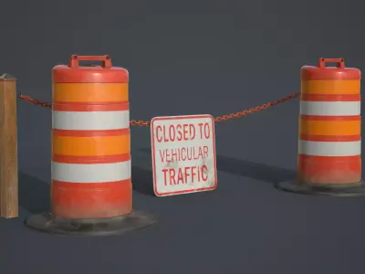 Road Barrier Old Low-poly 3D model