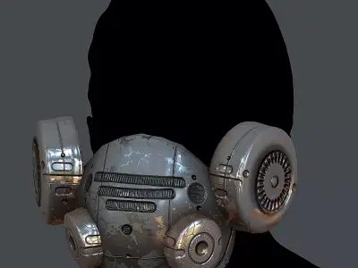 Gas mask helmet 3d model scifi Low-poly  Low-poly 3D model 502