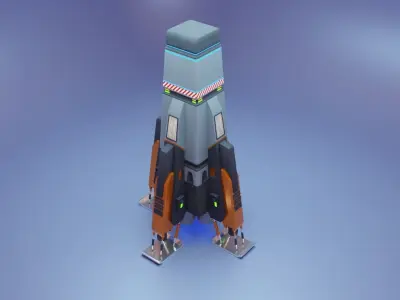 Sci-Fi Spaceship Low-poly 3D model by icepun from CGTrader (Low-poly)