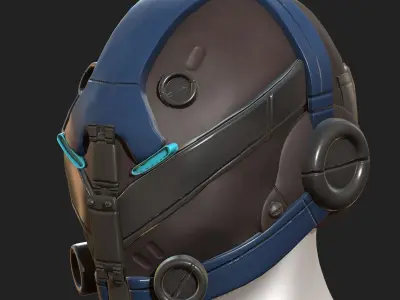 Helmet military combat fantasy futuristic  Low-poly 3D model