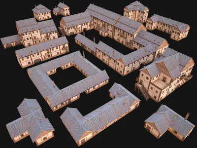 Medieval Town House City Pack 15 Buildings Low-poly 3D model