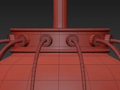 Wide Aged Brass Pendant Light 3D model