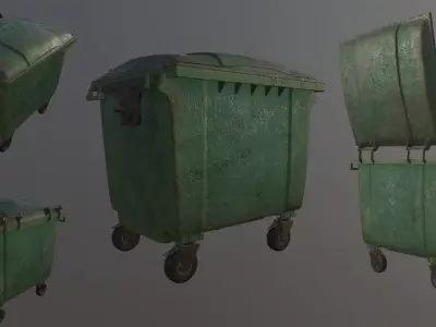 Street Trash Can Dumpster animation  3D model