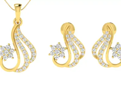 Earring Pendant Set 3dm STL OBJ FBX Render Details 3D print model buy