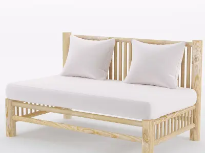 sofa natural teak 3D model