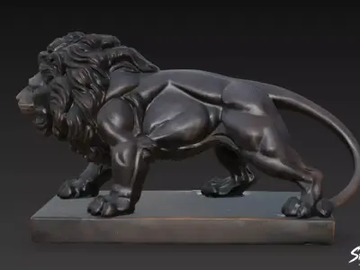 Lion Statue V39 Low-poly 3D model