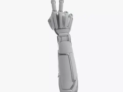 Cyborg arm shows peace 3D model