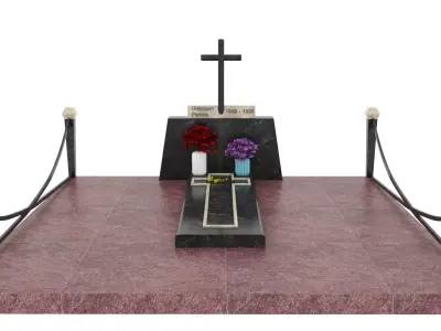 Grave with a cross 3D model