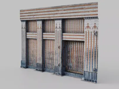 Japanese Reinforced Wooden Wall Low-poly 3D model