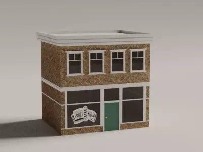 Low-Poly Small town main street shop Low-poly 3D model