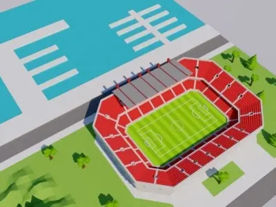 Simple Poly big Stadium Invented Low-poly 3D model