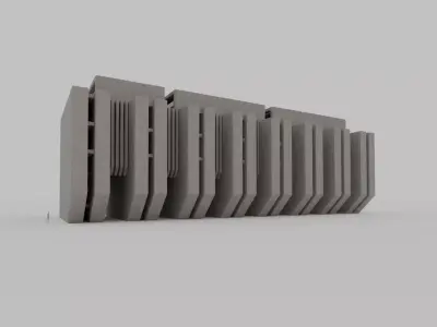 Brutalist Building 16 Low-poly 3D model