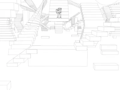 stairs landscape Low-poly 3D model