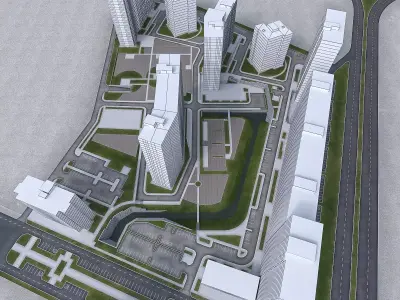 Urban Area 03  Low-poly 3D model