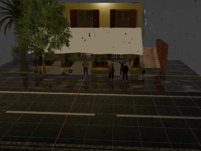 Blender Midnight Street View Low-poly 3D model