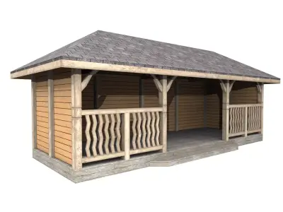 covered terrace Low-poly 3D model