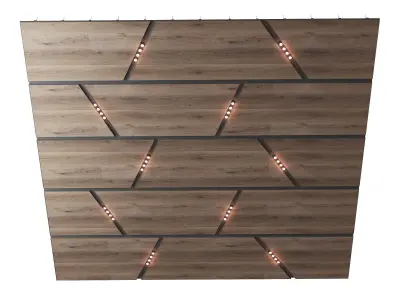 Wooden suspended ceiling with lighting 55 3D model