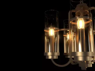 Five flames Cylindrical Chandelier 3D model