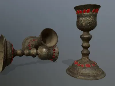 Chalice 6 metal vase Low-poly 3D model