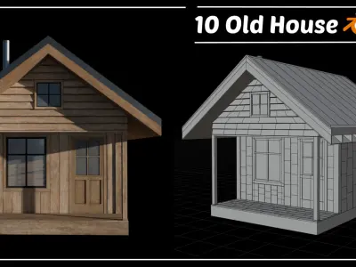 10 wooden house Low-poly 3D model