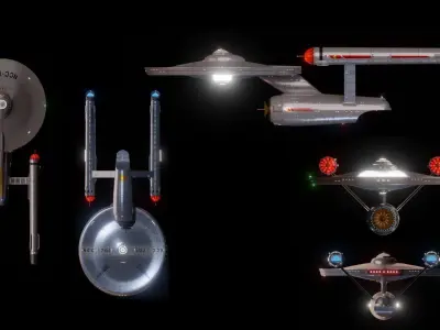 Classic Star Ship Enterprise Enhanced - Star Trek TOS Low-poly 3D model