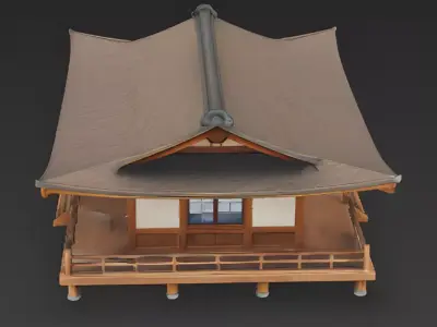 Traditional Asian Wooden House 3D Model Low-poly 3D model